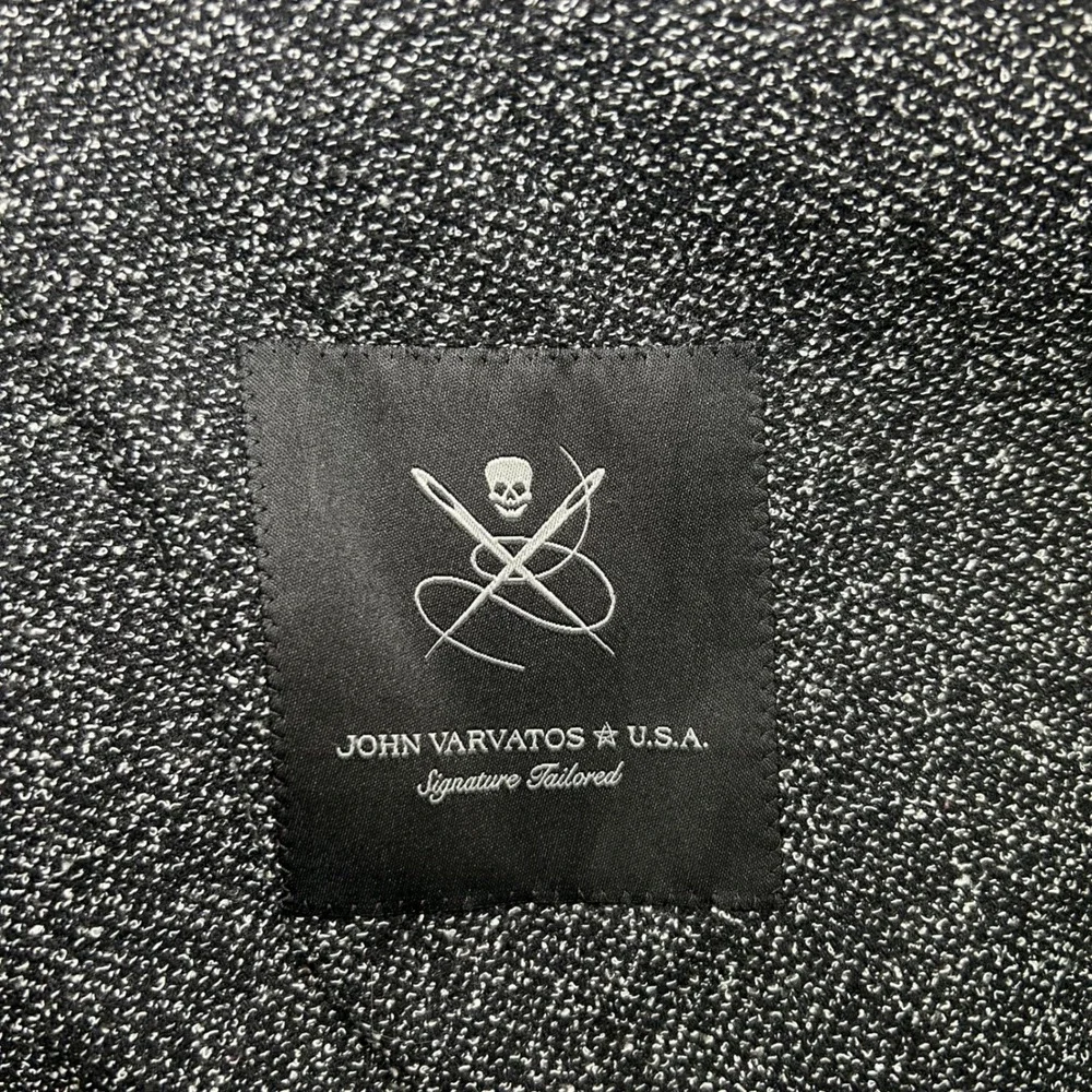 John Varvatos Blazer Mens 42 Black White Knit Salt Pepper 2 Button Sport Coat